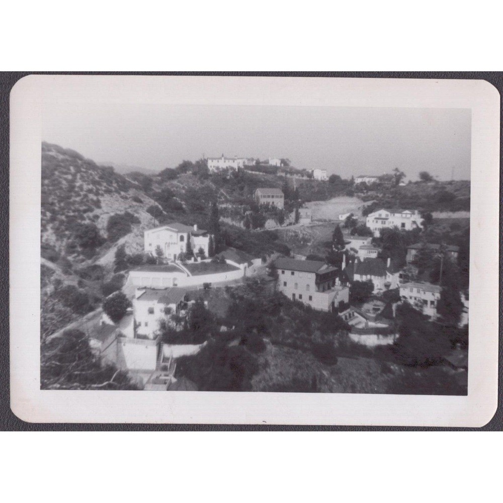 Vtg 1910s-1920s Real Photo Los Angeles CA Hillside Homes Aerial View Velox
